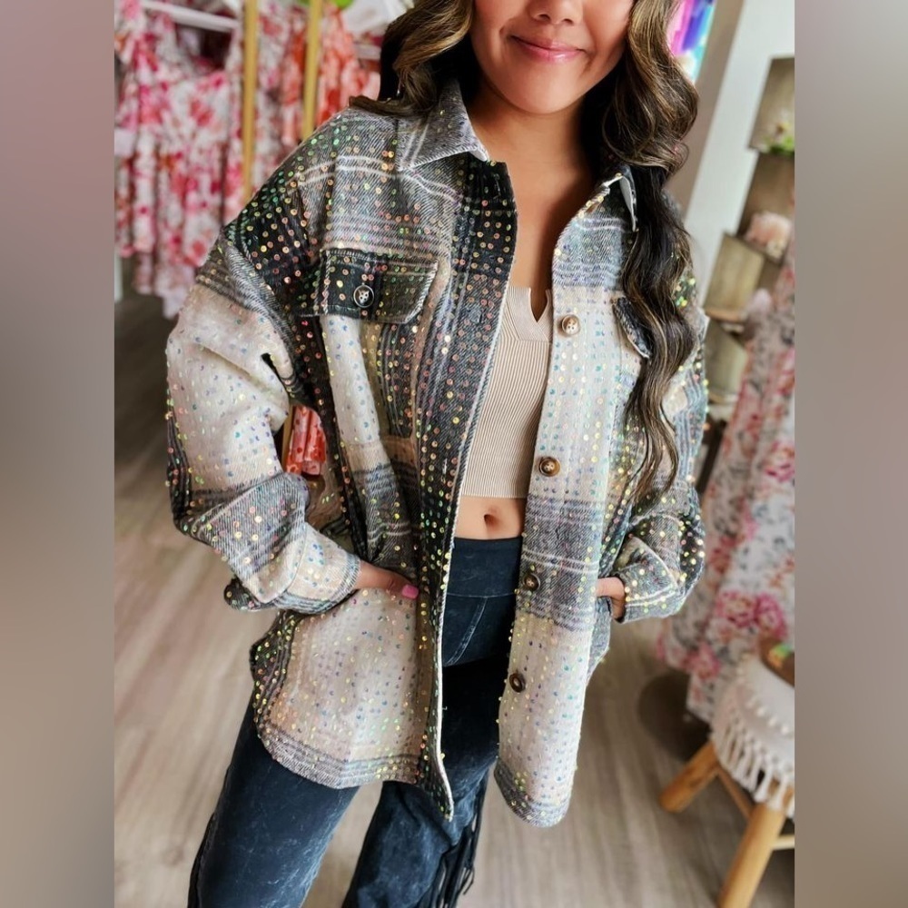 Jady k sequin plaid shacket size large